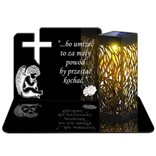 ZNICZ SOLARNY LED WIECZNY PODSTAWKA NA CMENTARZ GRÓB lampka Krzyż 3D - Lampiony i znicze - miniaturka - grafika 1