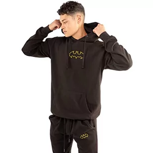 DC Comics Męska bluza z kapturem z symbolem Batmana Zarys Emb, czarna, XXL - Bluzy męskie - miniaturka - grafika 1