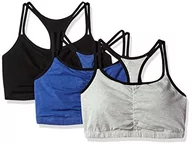 Biustonosze - Fruit of The Loom Spaghetti pasek bawełny ciągnąć ponad 3-pak sportowy stanik, szary cześć/granatowy Heather/czarny, 36, szary Hei/Navy Heather/Czarny, 36, Szary Hei/Navy Heather/Czarny, 36 - miniaturka - grafika 1