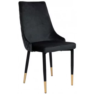 Czarne welurowe krzesło w stylu glamour - Mosi - Krzesła - miniaturka - grafika 1