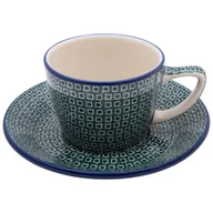 Filiżanki - FILIŻANKA do herbaty kawy 200 ml ze spodkiem - Ceramika Artystyczna Bolesławiec - miniaturka - grafika 1