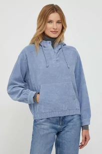 Pepe Jeans bluza damska kolor niebieski z kapturem gładka - Bluzy damskie - miniaturka - grafika 1