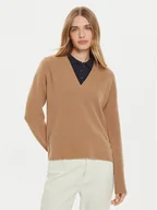 Swetry damskie - Tommy Hilfiger Sweter WW0WW43101 Beżowy Relaxed Fit - miniaturka - grafika 1