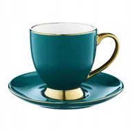 Filiżanki - Filiżanka ze spodkiem Royal 220 ml turkusowo-złota AMBITION - miniaturka - grafika 1