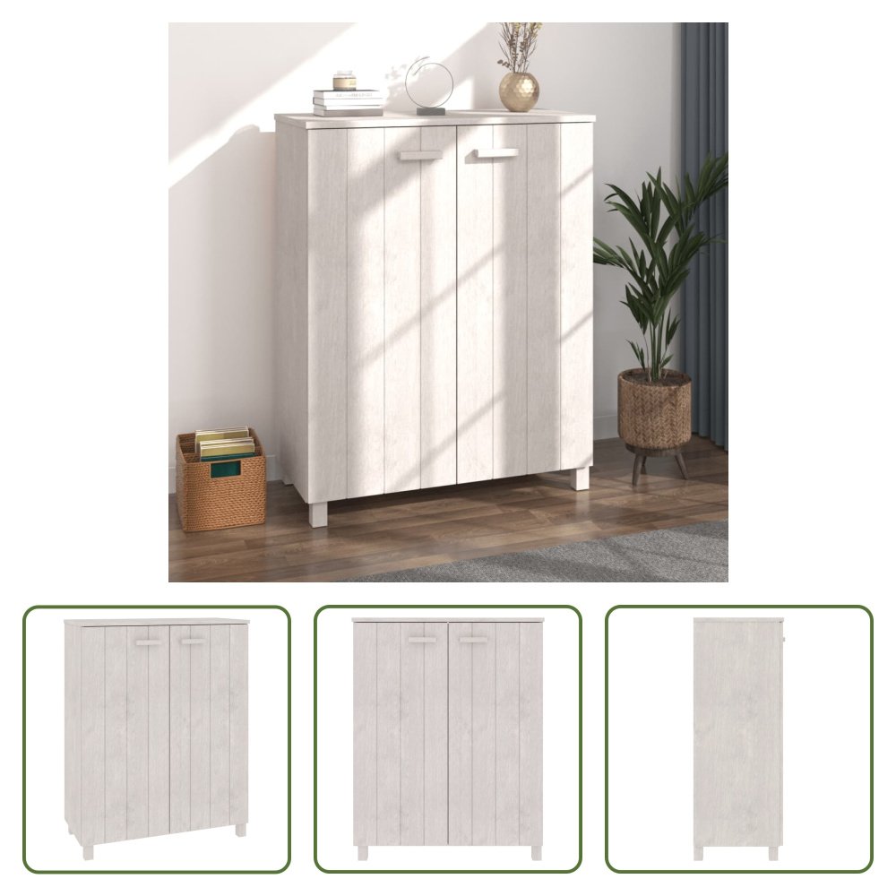 The Living Store Szafka na buty HAMAR biała 85x40x108 cm lite drewno sosnowe