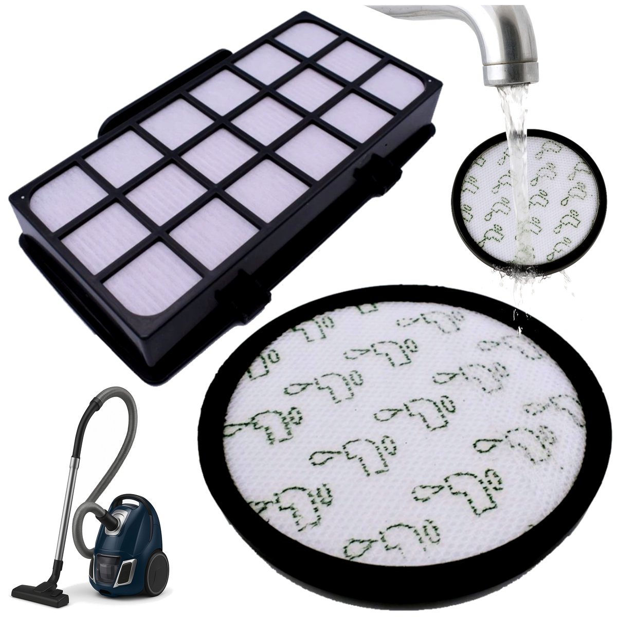 Filtr do odkurzacza zmywalny Rowenta Tefal HEPA zestaw filtrów powietrza zamienny ZR006001