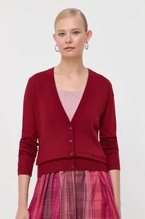 Swetry damskie - Patrizia Pepe kardigan wełniany kolor czerwony lekki - grafika 1