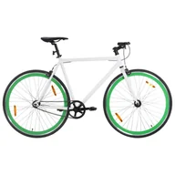 Rowery - vidaXL Rower single speed, biało-zielony, 700c, 51 cm - miniaturka - grafika 1