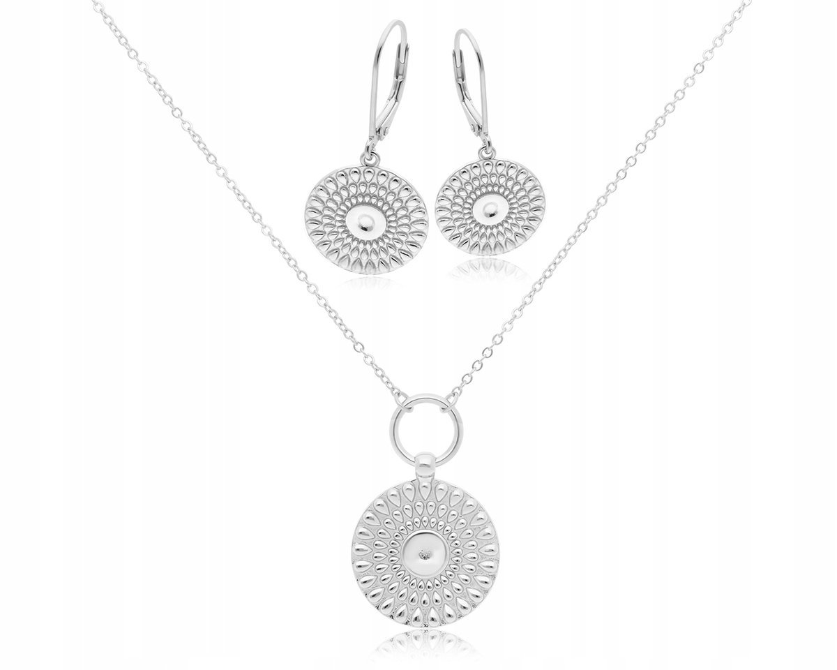 Komplet Biżuterii Srebrnej Kolczyki i Naszyjnik Dla Kobiet pr. 925