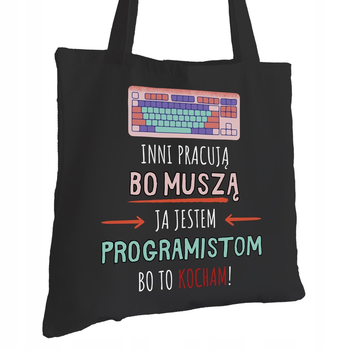 Torba Bawełniana dla Programisty Czarna Prezent ekologiczna Trwały Nadruk