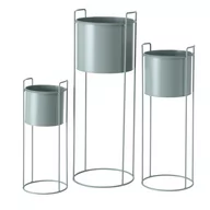 Donice - Metalowe doniczki na stojaku Melanda, jasnozielone, 3 sztuki - miniaturka - grafika 1