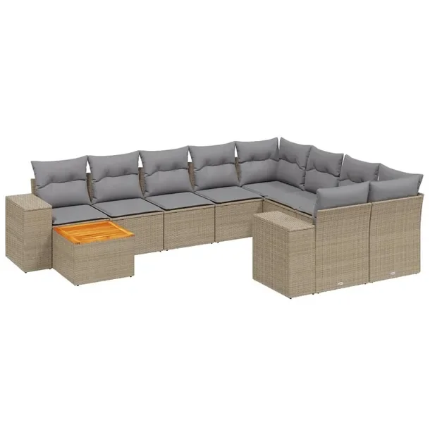Zestaw mebli ogrodowych modułowych beżowy rattan PE, wymiary 62x62x69 cm,