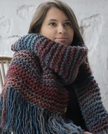 Apaszki i szaliki damskie - MAXCOLOR duży szal handmade jesienne jezioro - miniaturka - grafika 1