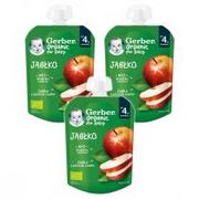 Desery dla dzieci - Gerber Organic Deser w tubce jabłko po. 4 miesiącu Zestaw 3 x 80 g Bio - miniaturka - grafika 1