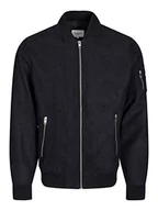 Kurtki męskie - JACK & JONES Męska kurtka skórzana Jjrocky Fs Bomber, Jet Black, M - miniaturka - grafika 1