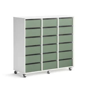 Regał szkolny CASPER, 18 szuflad, biały, ciemnozielony - Meble do szkół i przedszkoli Regał szkolny CASPER, 18 szuflad, biały, ciemnozielony - Meble do szkół i przedszkoli - miniaturka - grafika 1
