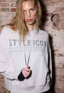 Bluzy damskie - Stradivarius Bluza z kapturem i brokatem Popielaty XS - miniaturka - grafika 1