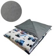 Koce i narzuty dla dzieci - Kocyk Dziecięcy 75x100 Ocieplany Koparki Niebieskie Na Białym/Grafit Bawełna/Velvet Polski Producent - miniaturka - grafika 1