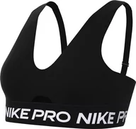 Biustonosze - Nike Damski sportowy biustonosz Pro Indy Plunge Bra Sw, czarny/biały, HF5961-010, M - miniaturka - grafika 1