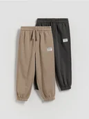 Spodenki dla niemowląt - Reserved - Dresowe joggery 2 pack - brązowy - miniaturka - grafika 1