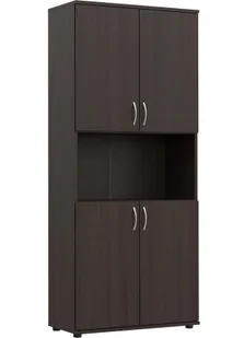 Elior Klasyczny regał biurowy z podwójnymi drzwiczkami wenge W1-W94 - Regały biurowe - miniaturka - grafika 1