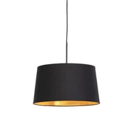 Lampy sufitowe - QAZQA Lampa wisząca klosz bawełniany czarno-złoty 40cm - Combi - miniaturka - grafika 1