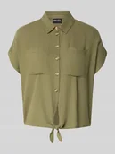 Bluzki damskie - bluzka koszulowa o kroju regular fit z mieszanki wiskozy i lnu model 'PIA' - miniaturka - grafika 1