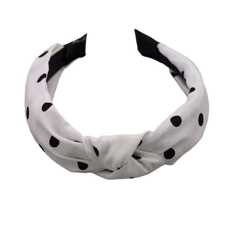 Opaska do Włosów Pin Up Biała w Grochy