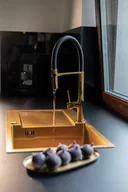 Zlewozmywaki - Laveo Marmara Zlewozmywak stalowy jednokomorowy 76x44 cm złoty SAMG11T - miniaturka - grafika 1