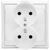 Gniazdka elektryczne - Gniazdo Luna podwójne z uziemieniem białe - miniaturka - grafika 1