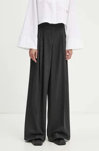 Iceberg spodnie z domieszką wełny kolor szary szerokie high waist B051 3068 - Spodnie damskie - miniaturka - grafika 1