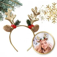 Ozdoby do włosów - ECARLA opaska do włosów świąteczna z uszkami i rogami Renifer O538Z - miniaturka - grafika 1