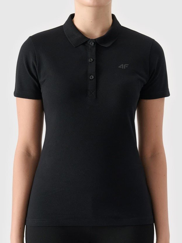 Koszulka polo slim damska 4F 4FWSS24TPTSF132-20S Czarny