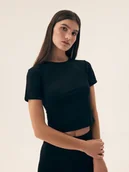 Bluzki damskie - Bluzka z krótkim rękawem Steam Bloovii czarny M - miniaturka - grafika 1