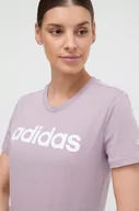 Koszulki sportowe damskie - adidas t-shirt bawełniany damski kolor fioletowy - miniaturka - grafika 1