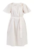 Sukienki - Scabbo Dziewczęca (Kids) długa sukienka z krótkim rękawem 82933782, biała różowo-pomarańczowa w kropki, 128, Białe różowo-pomarańczowe kropki, 128 cm - miniaturka - grafika 1
