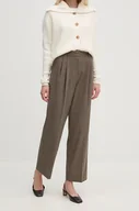 Spodnie damskie - Tommy Hilfiger spodnie damskie kolor brązowy proste high waist WW0WW42950 - miniaturka - grafika 1