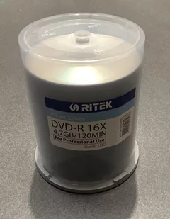 TRAXDATA RITEK DVD-R 16X RITEK PRO INKJET PRINTABLE SILVER CAKE*100 907CK100ISPRO - Pozostałe nośniki i napędy - miniaturka - grafika 1