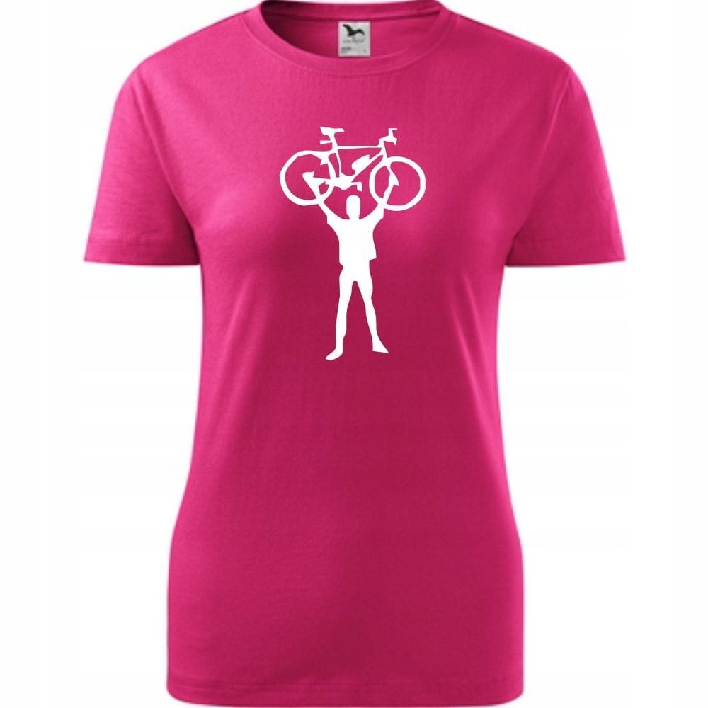 Damska Koszulka z Nadrukiem Rowerowa Rower Prezent dla Rowerzystki T-shirt malinowy XL