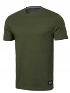 Koszulki męskie - Męska Oliwkowa Koszulka Pitbull Bawełniany Klasyczny T-shirt No Logo L - miniaturka - grafika 1
