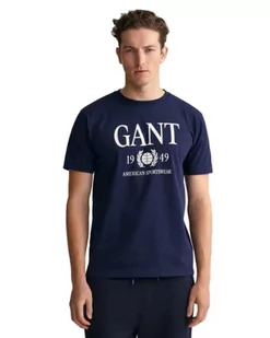 GANT Męski t-shirt retro Crest, Classic Blue, standardowy, niebieski (Classic Blue), S - Koszulki męskie - miniaturka - grafika 1