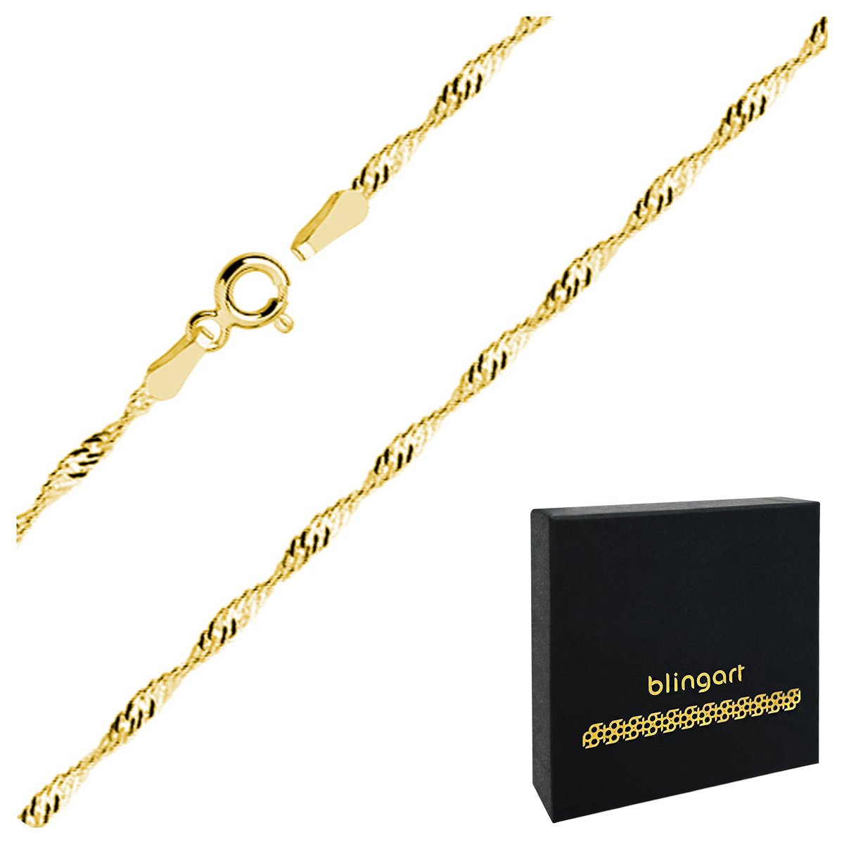 Srebrny pozłacany łańcuszek DAMSKI splot SINGAPUR