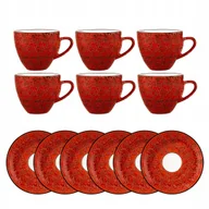 Filiżanki - Filiżanka do herbaty kawy porcelanowa czerwona 300ml i spodek 15cm Wilmax - miniaturka - grafika 1