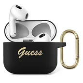 Akcesoria do słuchawek - Guess Guess GUA3SSSK AirPods 3 cover czarny/black Silicone Vintage Script GUE1106BLK - miniaturka - grafika 1