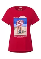 Koszulki i topy damskie - Street One Damska koszulka A317878 Loose Fit, Cherry Red, 40 - miniaturka - grafika 1