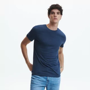 Koszulki męskie - Reserved T-shirt slim - Granatowy - grafika 1