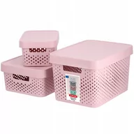 Pudła i pojemniki do przechowywania - Pojemniki do przechowywania Curver Infinity 4,5 + 11 + 17L, różowe - miniaturka - grafika 1