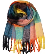 Apaszki i szaliki damskie - Ciepły szal szalik krata kratka puchata dzianina - miniaturka - grafika 1