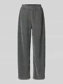 Spodnie damskie - Spodnie plisowane o kroju wide fit z błyszczącą przędzą model ‘ROYA’ - miniaturka - grafika 1