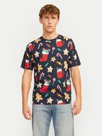 Koszulki męskie - Jack&Jones T-Shirt Xmas Merry 12265399 Granatowy Standard Fit - miniaturka - grafika 1